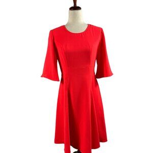 Like new! Bright & Cheerful! CeCe Statement Sleeve Midi Dress in Coral S…